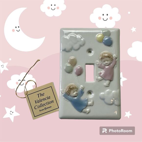 The Vallencia Collection From Roman Porcelain Pastel Kids Balloons Switch Plate - Picture 1 of 8